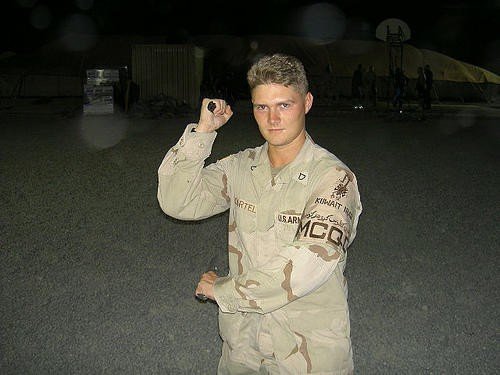 A photo taken at Camp Spearhead, Kuwait in 2004. I was participating in an officially sanctioned advanced military close quarters combatants course.