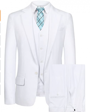Hanayome Men's Slim Fit Suit Blazer Jacket Tux Vest & Trousers 3-Piece Suit Set