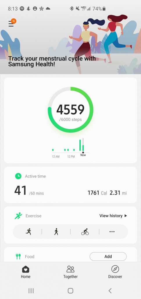 The Samsung Health App is very useful for tracking your progress.