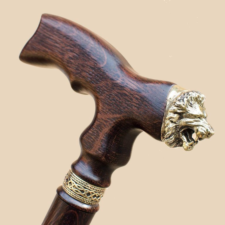 Handmade Lion Mens Cane Unique Walking Stick for Gentleman The