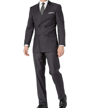 Adam Baker Men's Modern Fit Wool Double Breasted Two-Piece Formal Suit