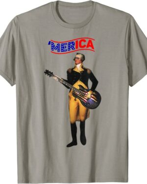 Funny Merica Patriotic George Washington Guitar T-Shirt
