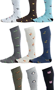 Pierre Henry Over the Calf Socks for Men (9 pairs) | Colorful Funky Dress Socks | Cotton made over the calf dress socks