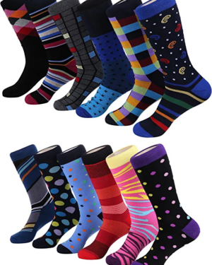 Marino Men's Dress Socks - Colorful Funky Socks for Men - Cotton Fashion Patterned Socks - 12 Pack